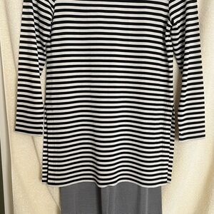 Ann Taylor Black and White Striped Long Sleeve Top + Matching Fine Stripe Pant